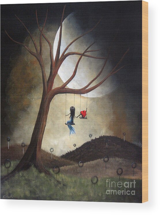 Surreal Wood Print featuring the painting Time Together by Shawna Erback by Moonlight Art Parlour