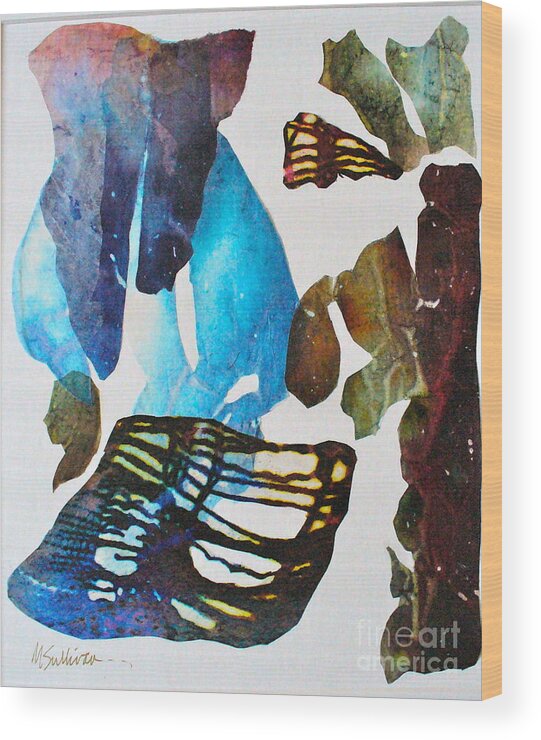 Abstract Wood Print featuring the painting Time Warp by Mary Sullivan