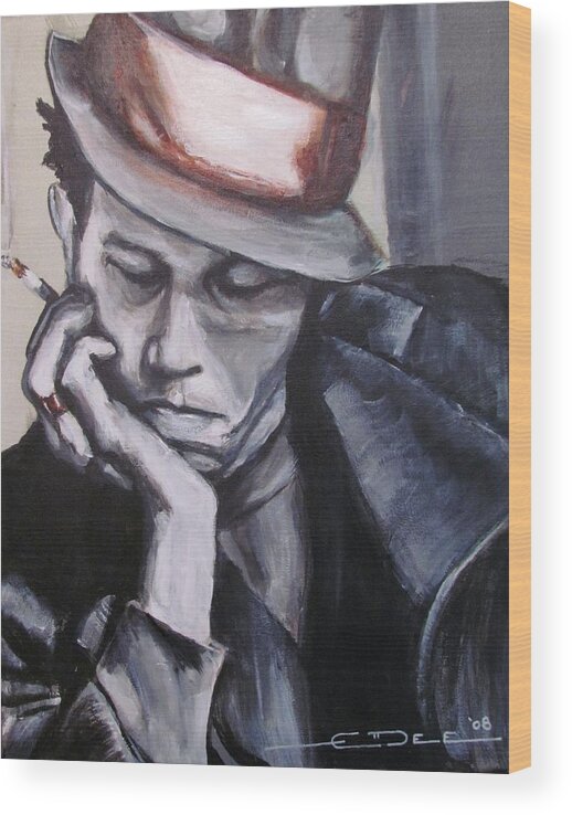 Celebrity Portraits Wood Print featuring the painting Tom Waits one by Eric Dee