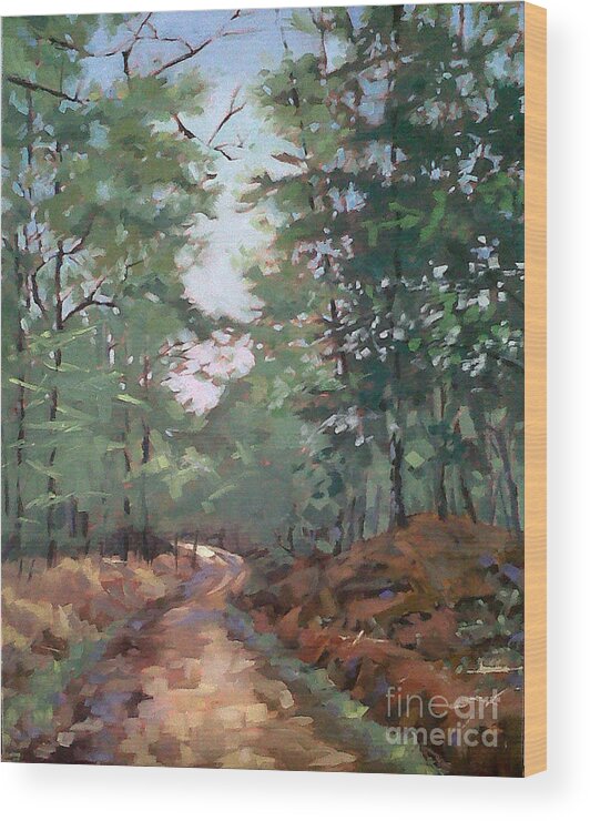 Landscape Wood Print featuring the painting Touch of Spring by Nancy Parsons