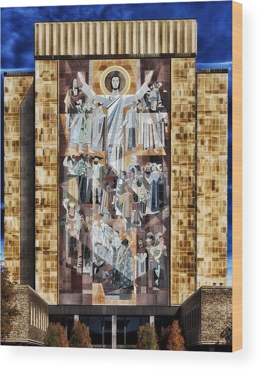 Jesus Christ Wood Print featuring the photograph Touchdown Jesus by Mountain Dreams