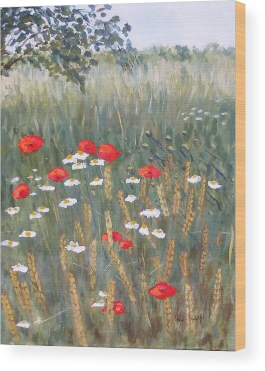 Wild Poppies Wood Print featuring the painting Touches of Summer by Nigel Radcliffe