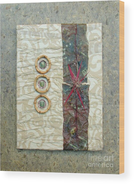 Non Representational Wood Print featuring the mixed media Tranquil Three by Phyllis Howard