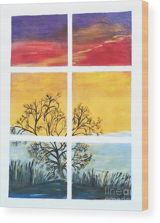 Sunset Sky Wood Print featuring the painting Tranquil View by Karen Jane Jones