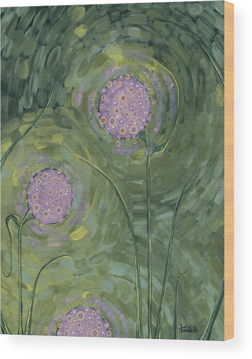 Floral Wood Print featuring the painting Tranquility by Tanielle Childers