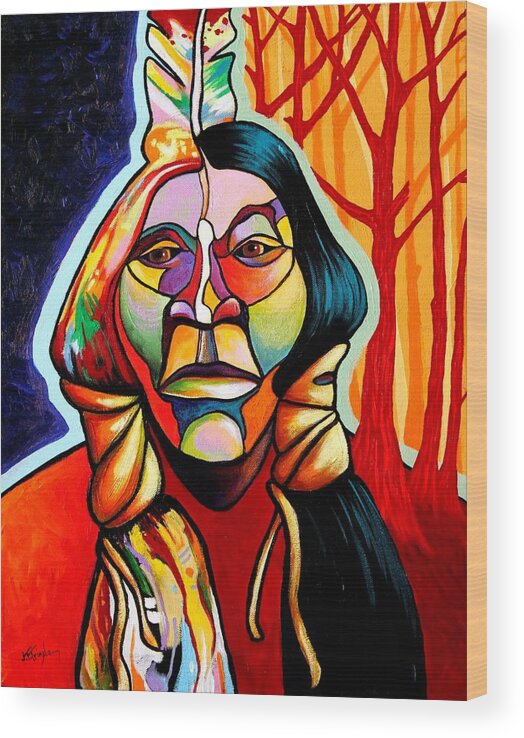Native American Wood Print featuring the painting Transformation by Joe Triano