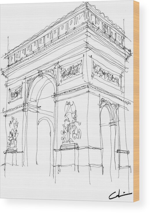 Sketch Wood Print featuring the drawing Triumphal Arch Sketch by Calvin Durham