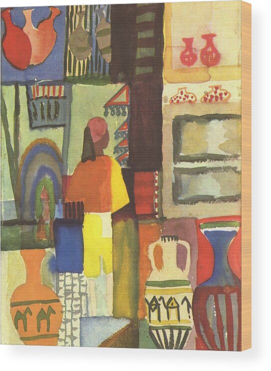 August Wood Print featuring the painting Tunisian Market by Pam Neilands
