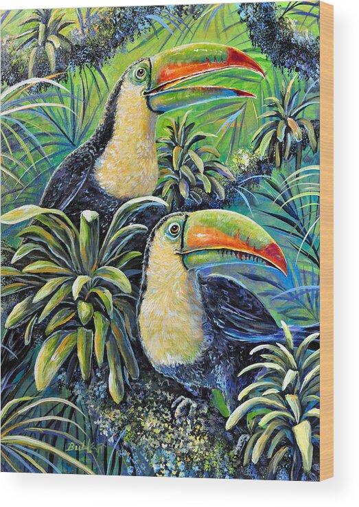 Toucan Wood Print featuring the painting Two Can Sing by Gail Butler