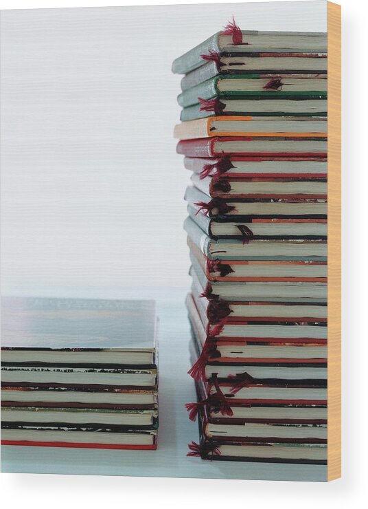 Arts Wood Print featuring the photograph Two Stacks Of Books by Romulo Yanes