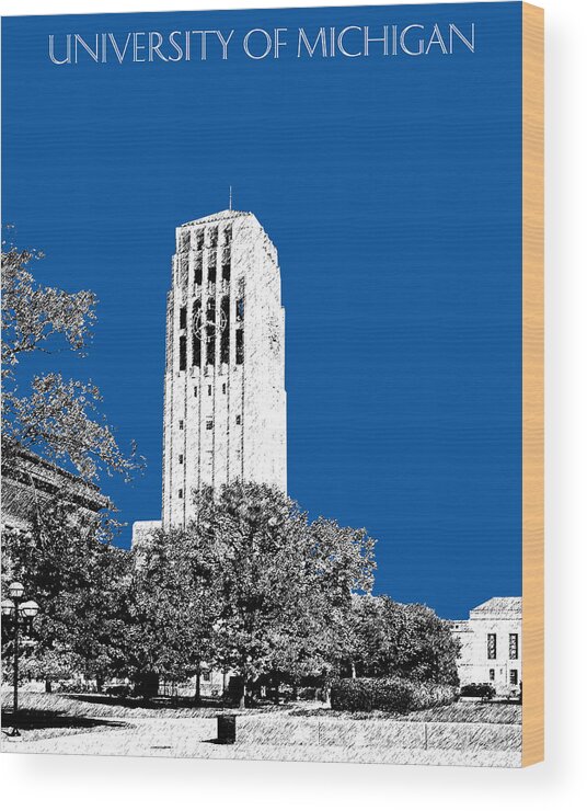 University Wood Print featuring the digital art University of Michigan - Royal Blue by DB Artist