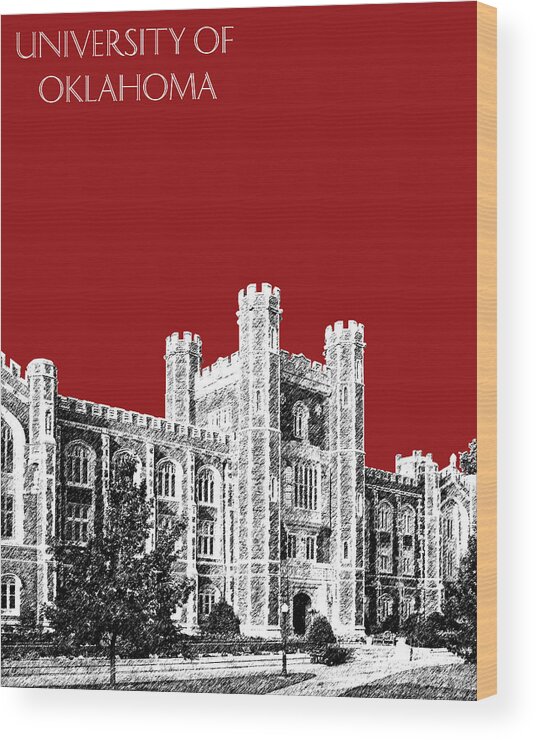 University Wood Print featuring the digital art University of Oklahoma - Dark Red by DB Artist