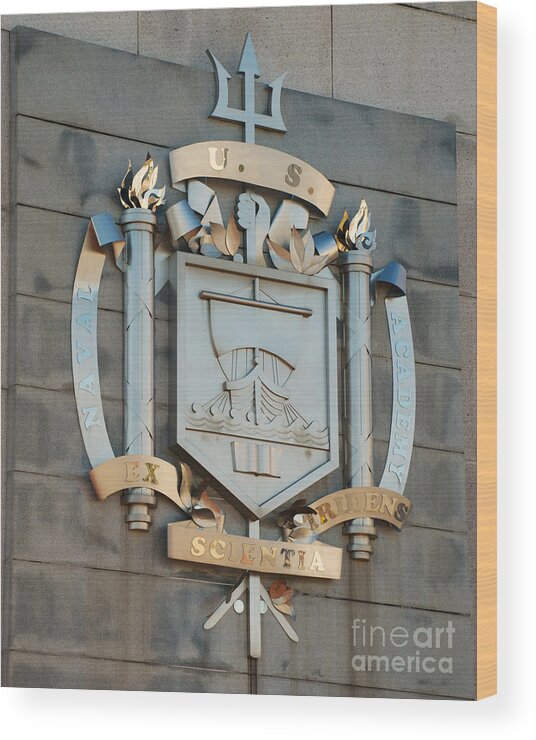 Academy Wood Print featuring the photograph US Naval Academy Insignia by Mark Dodd