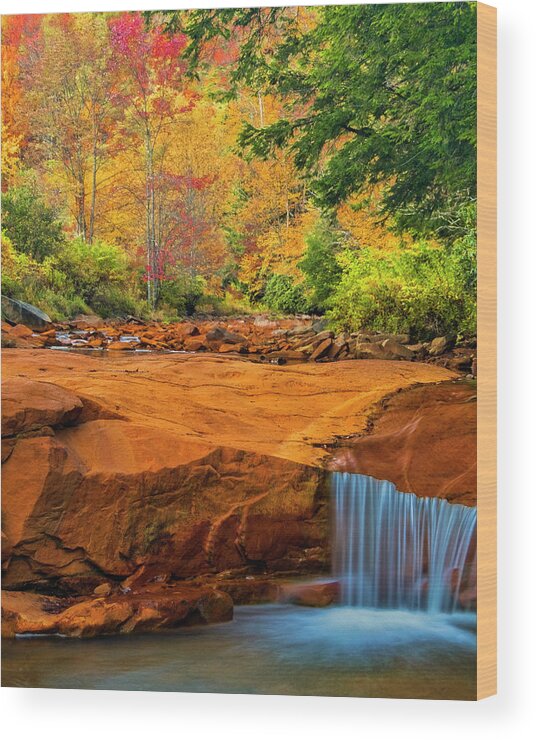 Autumn Wood Print featuring the photograph USA, West Virginia, Douglass Falls by Jaynes Gallery
