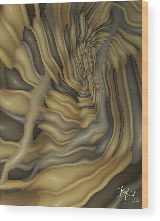 Fractal Digital Art Wood Print featuring the digital art V-02 by Dennis Brady