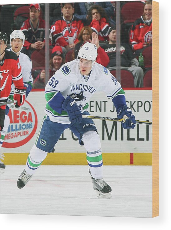 Bo Horvat Wood Print featuring the photograph Vancouver Canucks V New Jersey Devils by Andy Marlin