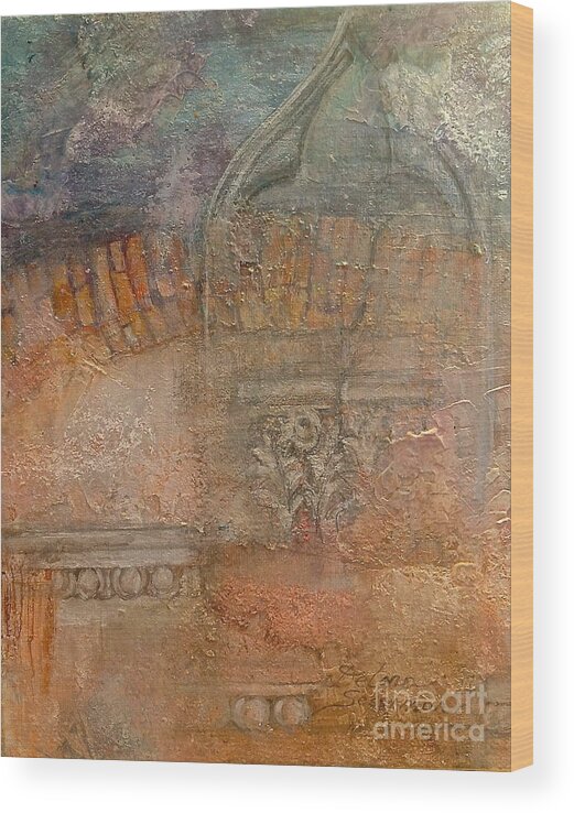 Venice Architecture Original Prints Wood Print featuring the painting Venetian accents by Delona Seserman
