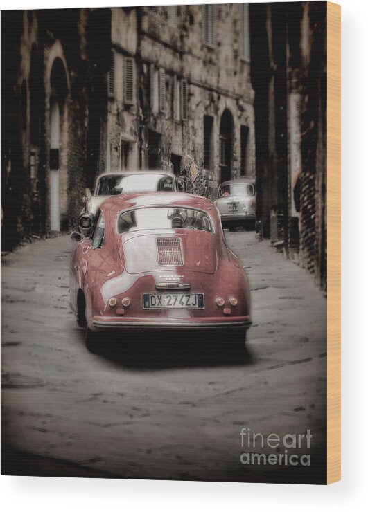 Vintage Wood Print featuring the photograph Vintage Porsche by Karen Lewis