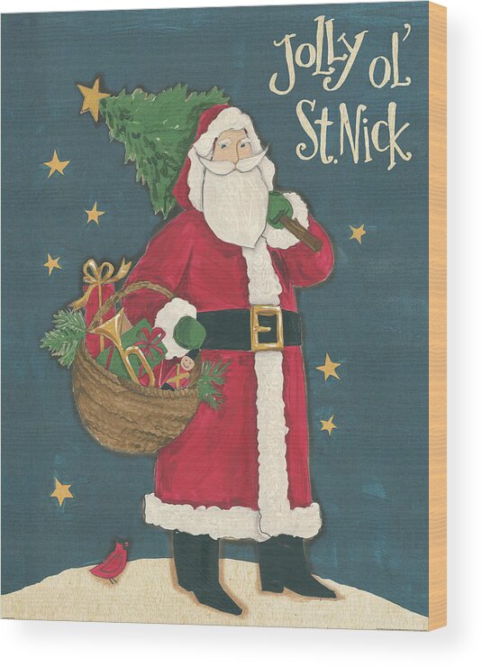 Bird Wood Print featuring the painting Vintage St.nick IIi by Anne Tavoletti
