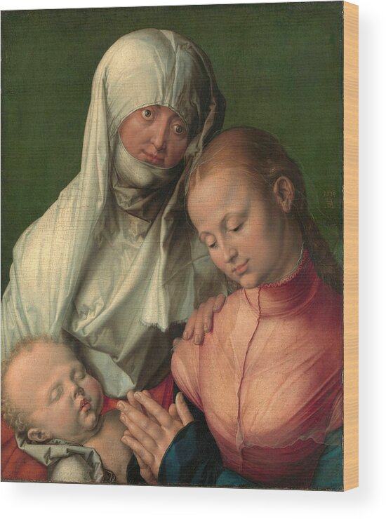 Albrecht Duerer Wood Print featuring the painting Virgin and Child with Saint Anne by Albrecht Duerer