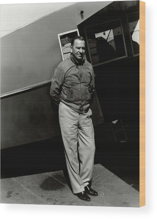 Actor Wood Print featuring the photograph Wallace Beery In Front A An Airplane by Imogen Cunningham