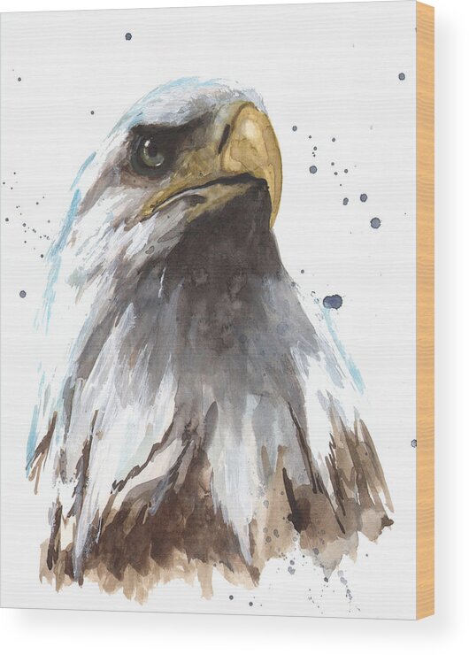 Eagle Wood Print featuring the painting Watercolor Eagle by Alison Fennell