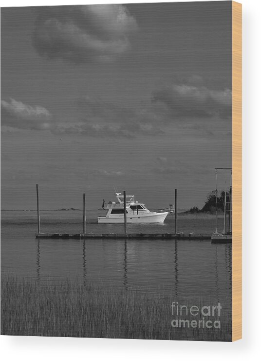 Black Wood Print featuring the photograph Waterway In Black And White by Bob Sample