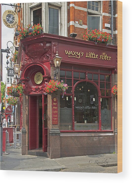 Waxy's Little Sister Pub Wood Print featuring the photograph Waxy's Little Sister Pub by Cheri Randolph