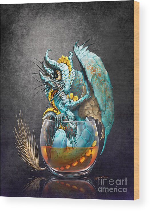 Dragon Wood Print featuring the digital art Whiskey Dragon by Stanley Morrison