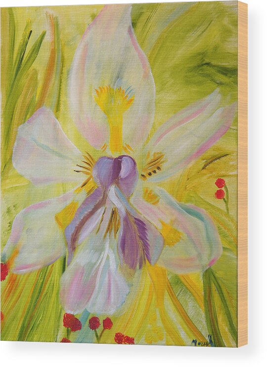 Transparent Flower Wood Print featuring the painting Whisper by Meryl Goudey