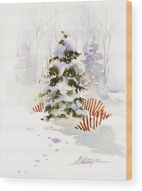 White Christmas Wood Print featuring the painting White Christmas by Maryann Boysen