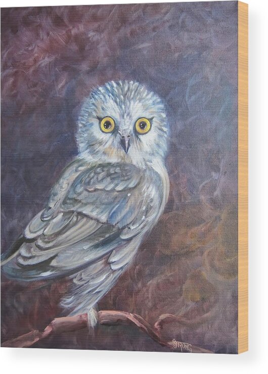 Bird Wood Print featuring the painting Who's Looking at You by Sherry Strong