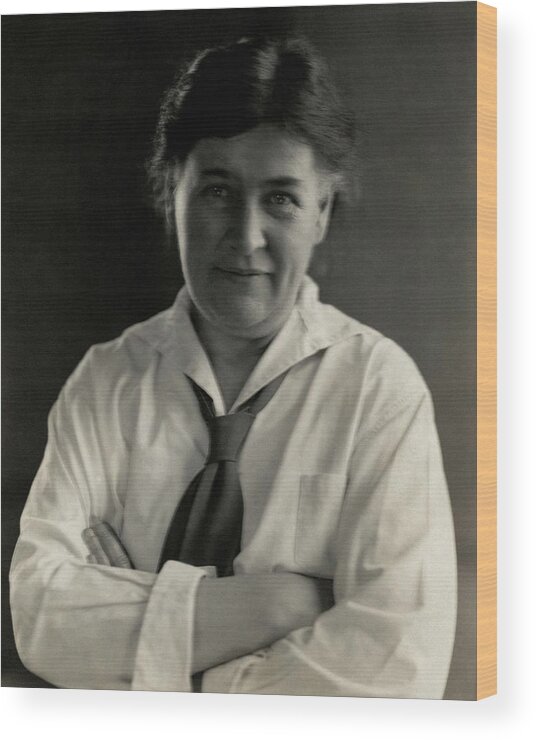 Fashion Wood Print featuring the photograph Willa Cather Wearing A Tie by Edward Steichen