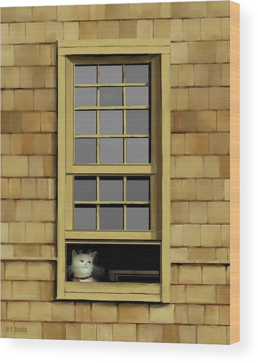 Diane Strain Wood Print featuring the painting Window Cat  No.6 by Diane Strain
