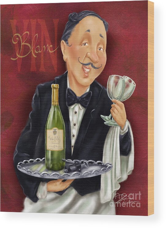 Waiter Wood Print featuring the drawing Wine Sommelier by Shari Warren