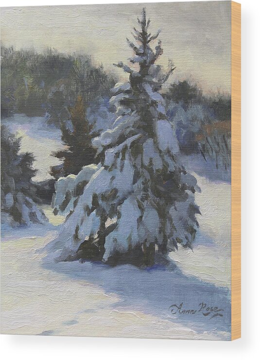 Trees Wood Print featuring the painting Winter Adornments by Anna Rose Bain