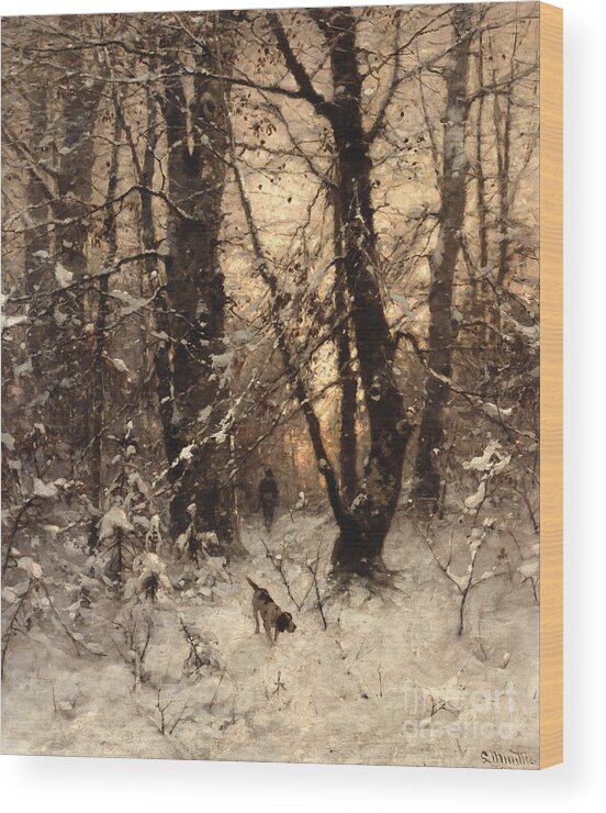 Winter Wood Print featuring the painting Winter Twilight by Ludwig Munthe