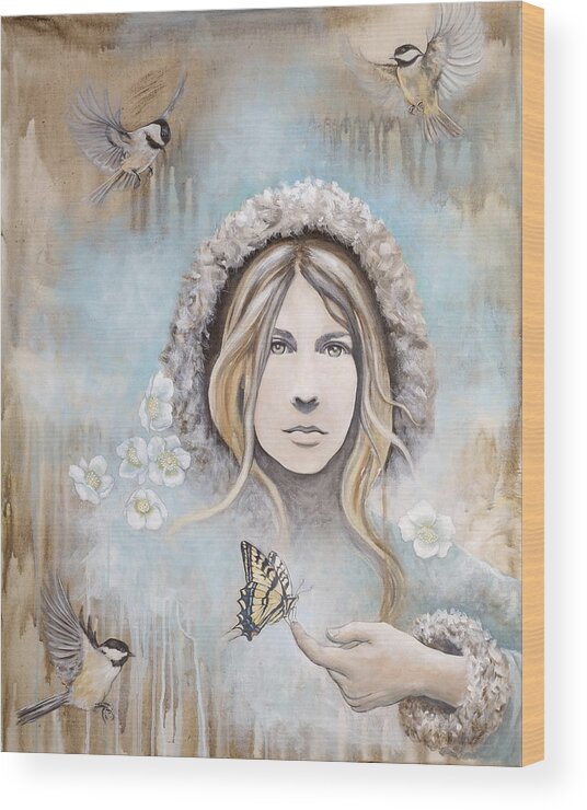 Woman Art Wood Print featuring the painting Winter's Dream by Sheri Howe