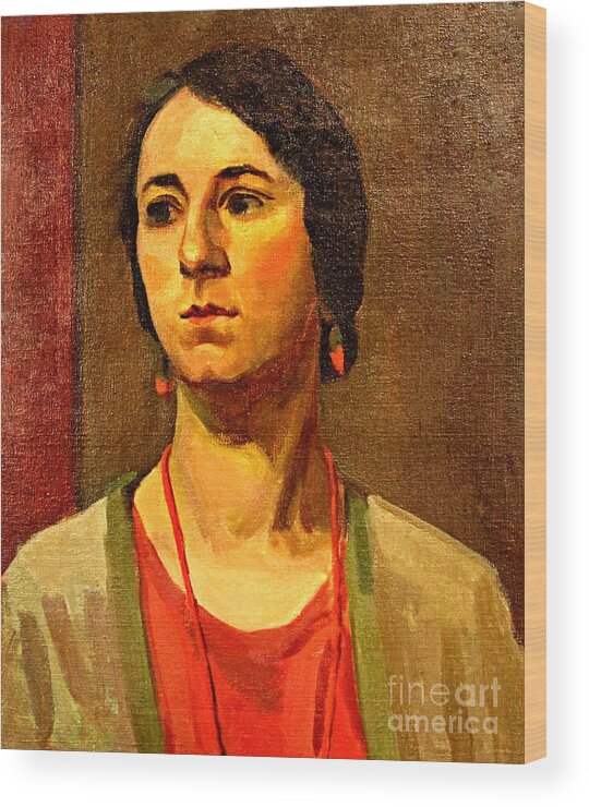 Woman Wood Print featuring the painting Woman of 1929 by Art By Tolpo Collection