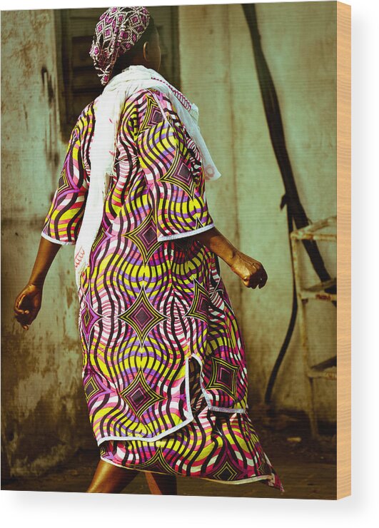 Accra Wood Print featuring the photograph Woman Walking by Ronda Broatch