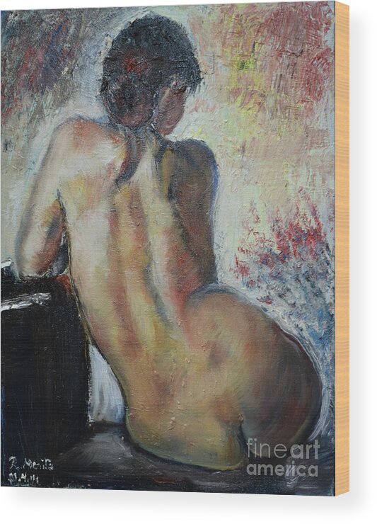 Raija Merila Wood Print featuring the painting Woman's Back by Raija Merila