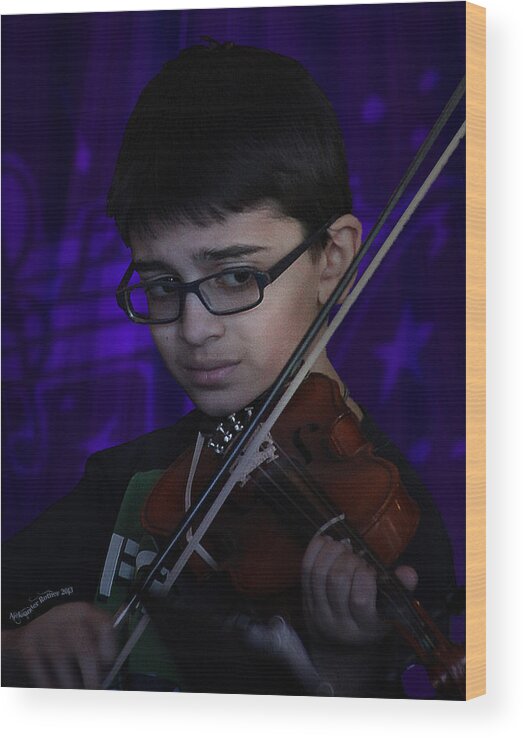 Young Violinist Wood Print featuring the photograph Young Musician Impression # 5 by Aleksander Rotner