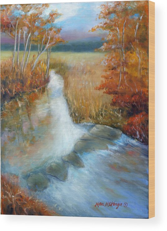 Fall Landscape Wood Print featuring the painting Crossing Stones #1 by Max Mckenzie