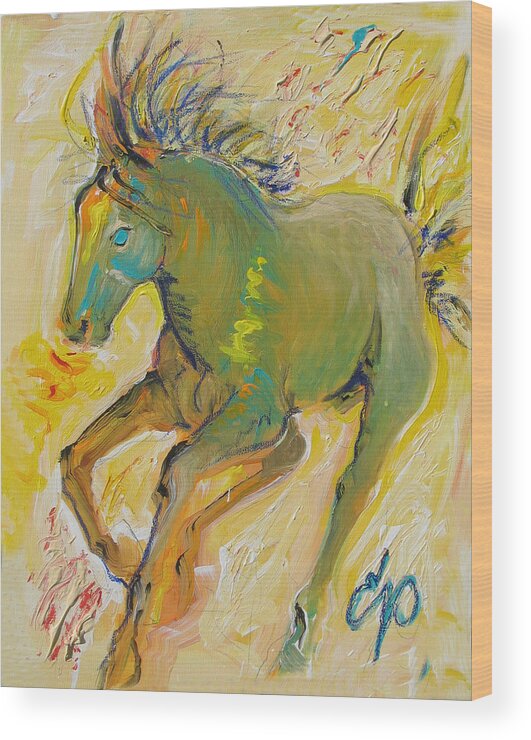 Wild Horse Wood Print featuring the painting Wildish Mane #1 by Elizabeth Parashis