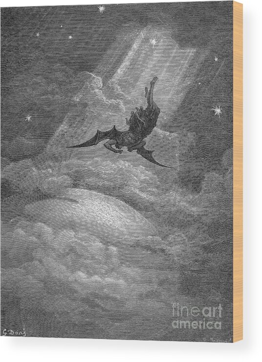Archangel Wood Print featuring the drawing Paradise Lost #20 by Gustave Dore