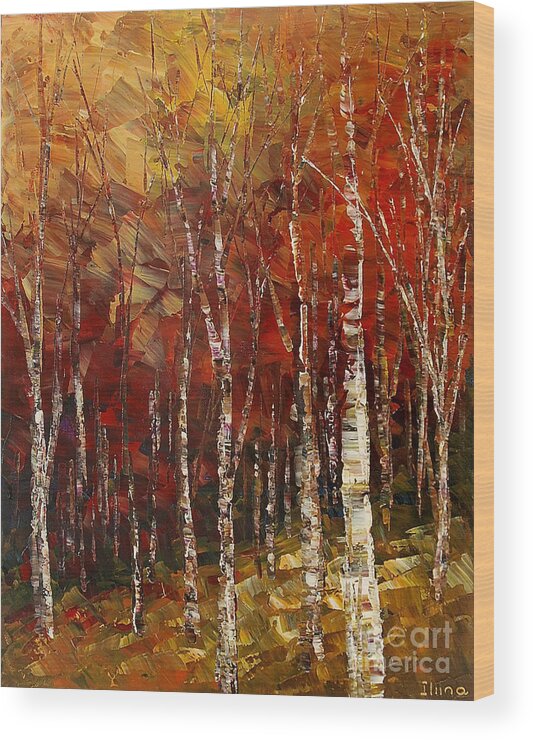 Fall Wood Print featuring the painting A Woodpath by Tatiana Iliina