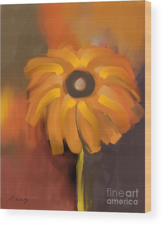 Abstract Flower Art Prints Wood Print featuring the digital art Alone by D Perry