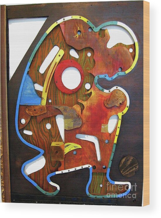 Assemblage Wood Print featuring the mixed media Assemblage Painting A by Bill Thomson