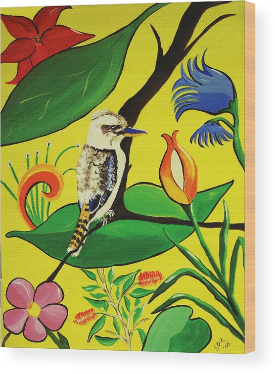 Australia Wood Print featuring the painting Australian Kookaburra by Gloria Dietz-Kiebron
