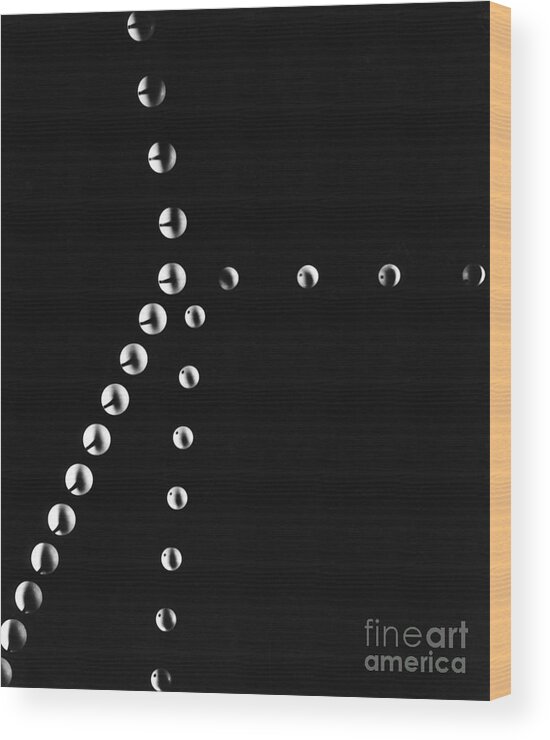 Motion Wood Print featuring the photograph Balls In Motion Colliding by Berenice Abbott